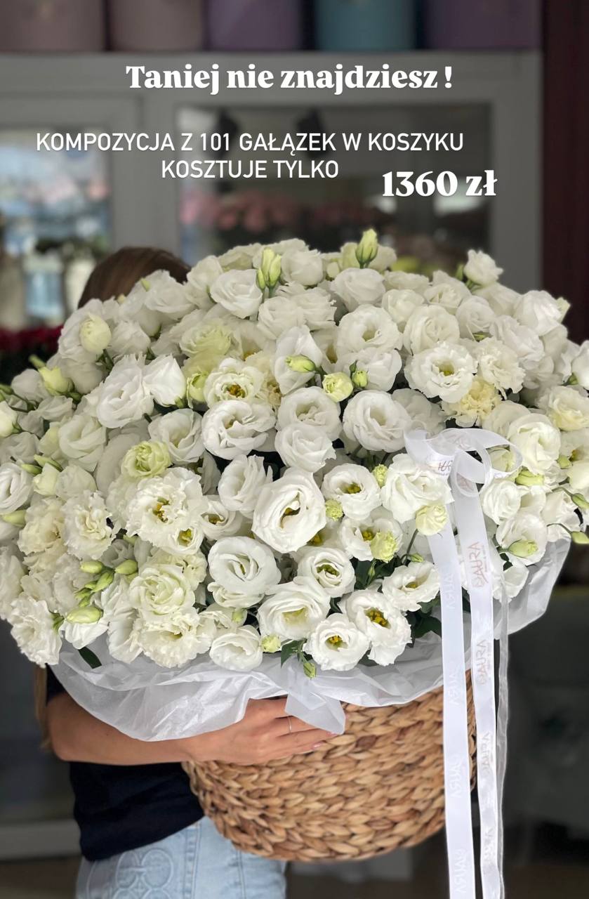 Kompozycja ze 101 gałązek w koszyku